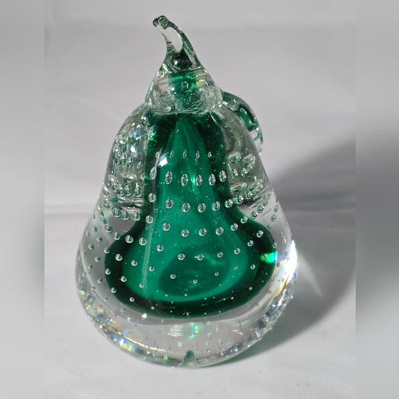 Art Glass Controlled Bubbles Pear Paperweight - Picture 4 of 4